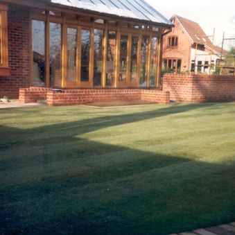 Newly laid lawn with mowing edge
